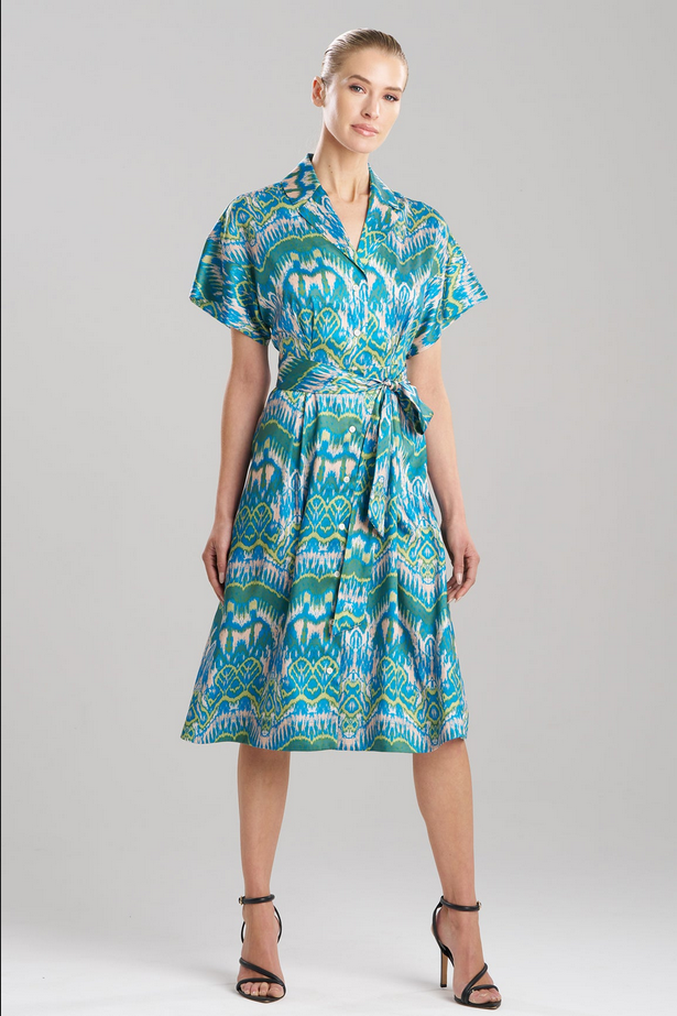 NATORI Tau Ikat Silky Twill Shirtdress