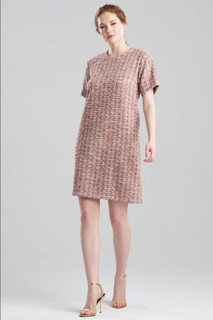 NATORI Tweed Short Sleeve Shift Dress