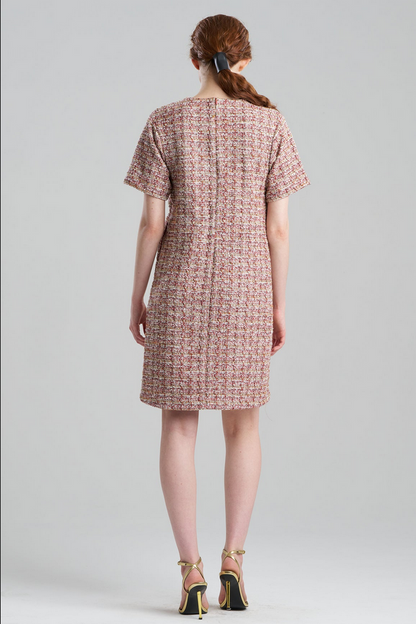 NATORI Tweed Short Sleeve Shift Dress