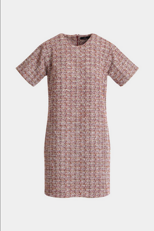 NATORI Tweed Short Sleeve Shift Dress