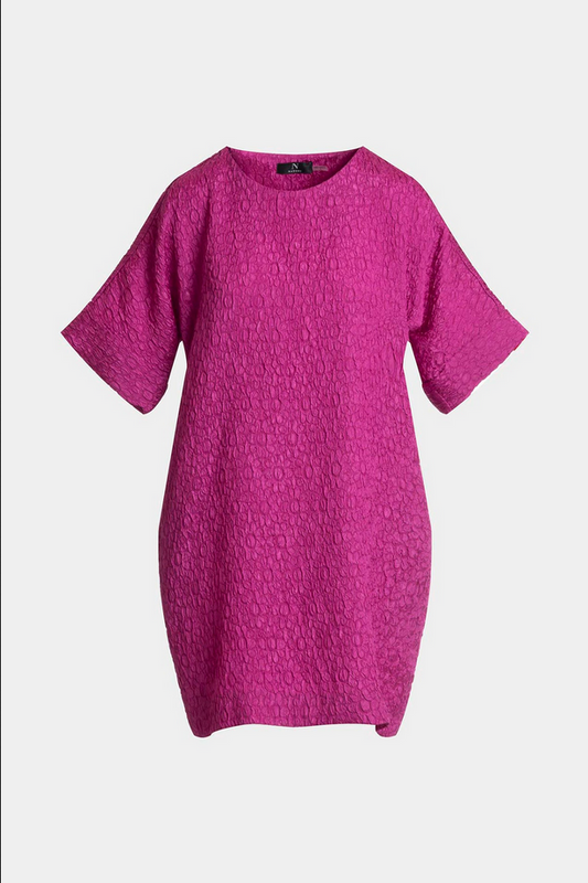 NATORI Floral Crinkle Jacquard T-Shirt Dress