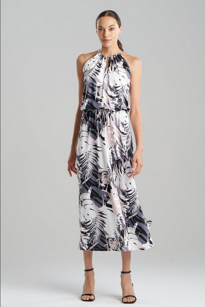 NATORI Palms Slinky Knit Halter Maxi Dress