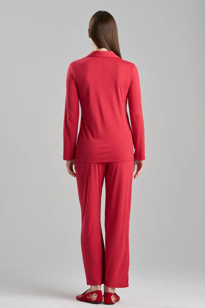 NATORI Shangri-La Embroidered TENCEL Notch PJ