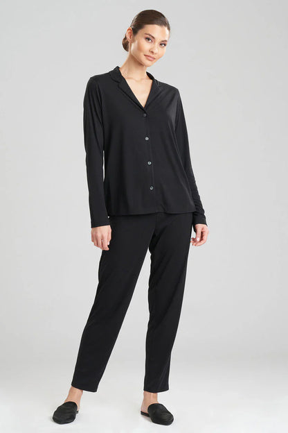 Natori Shangri-La TENCEL Long Sleeve Notch PJ - Black