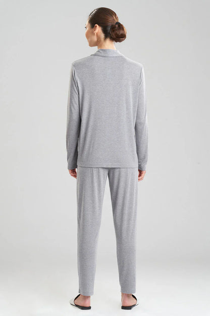 Natori Shangri-La TENCEL Long Sleeve Notch PJ - Heather Grey