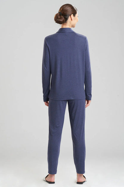 Natori Shangri-La TENCEL Long Sleeve Notch PJ - Heather Night Blue