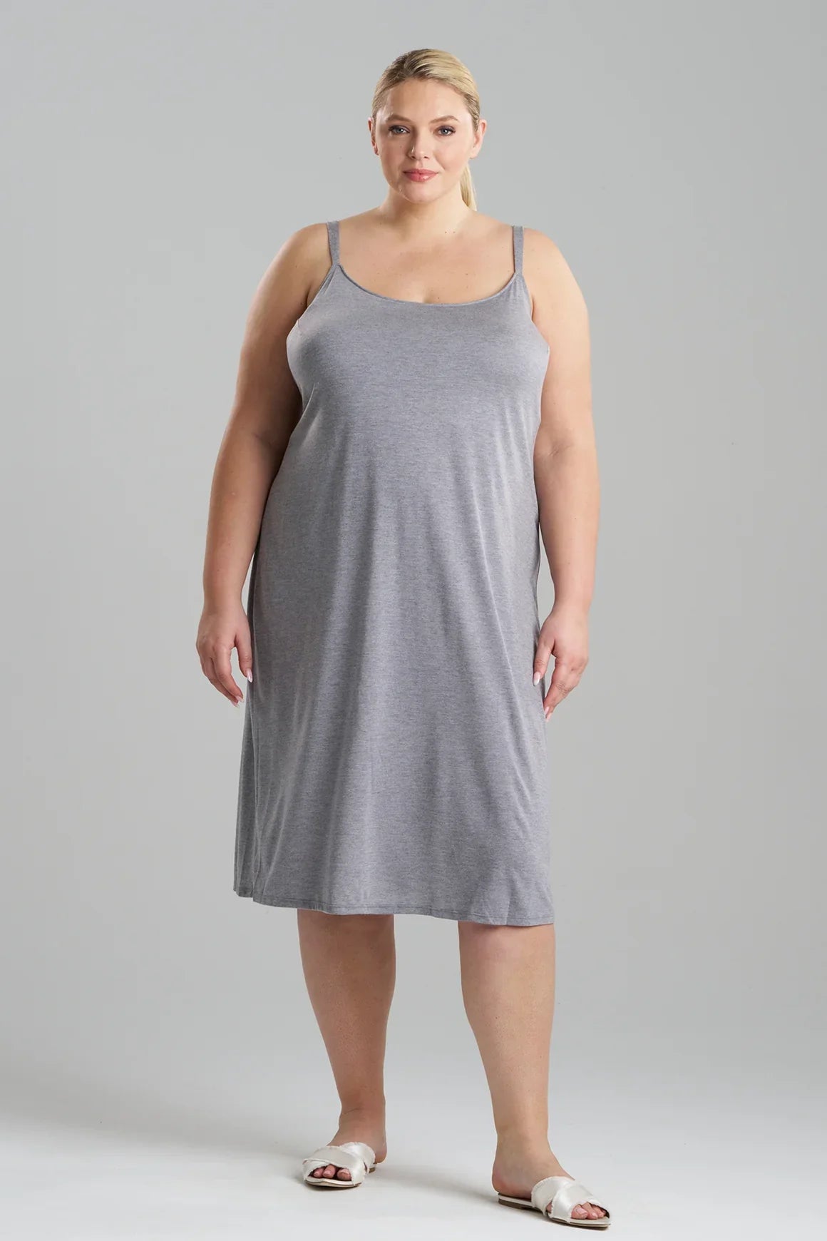 Natori Shangri-La TENCEL Slip Dress - Heather Gray