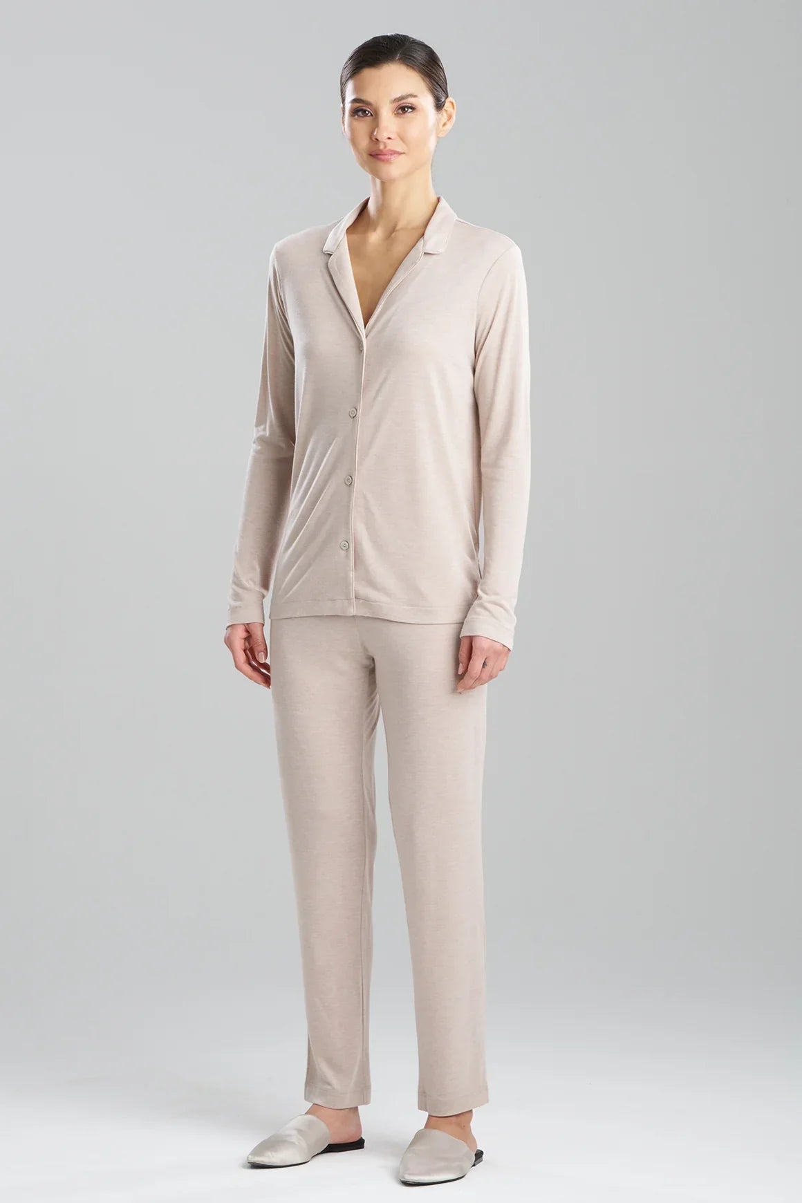 Natori Shangri-La TENCEL Long Sleeve Notch PJ - Cashmere