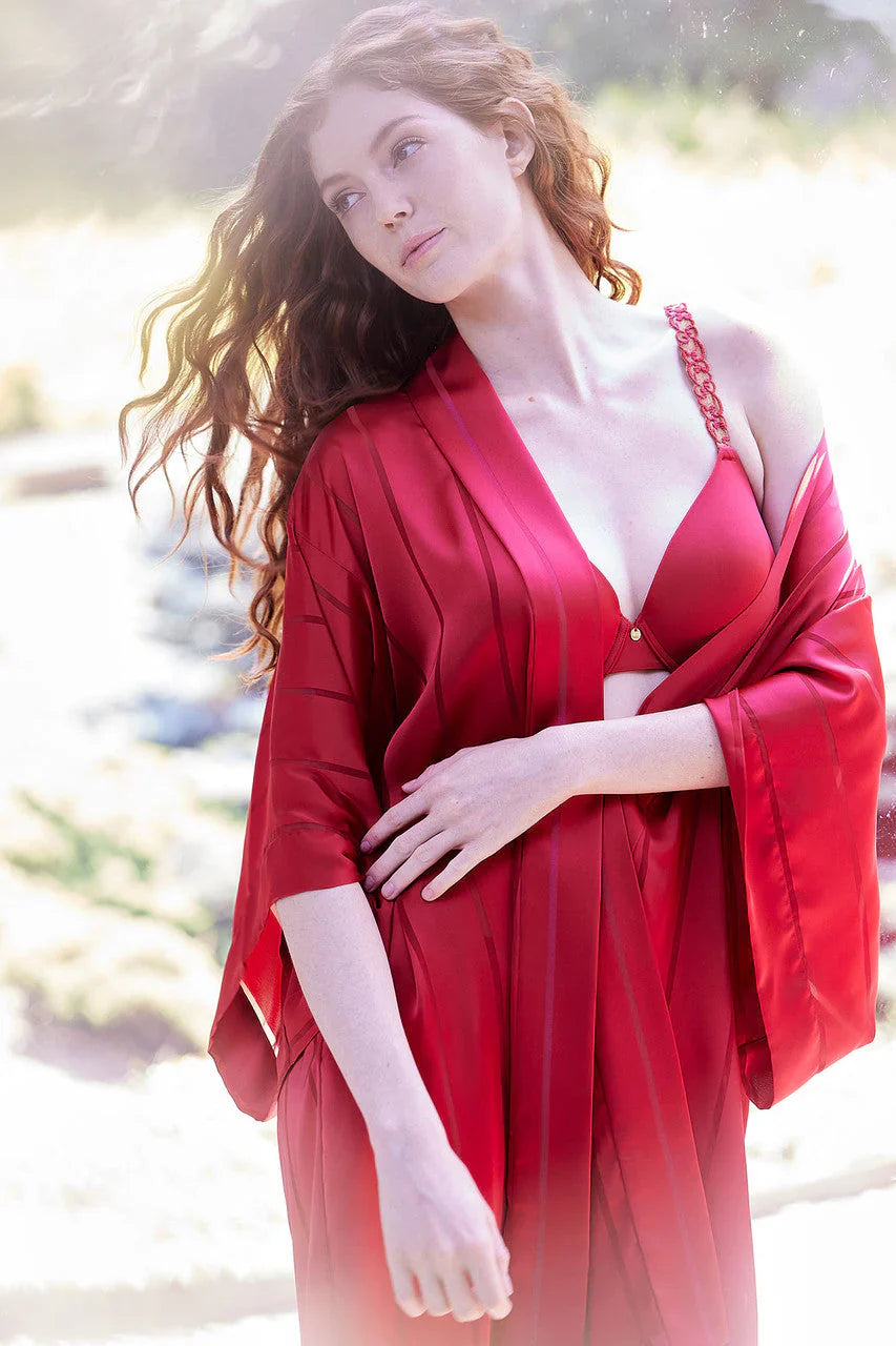 NATORI Sheer Stripe Jacquard Wrap