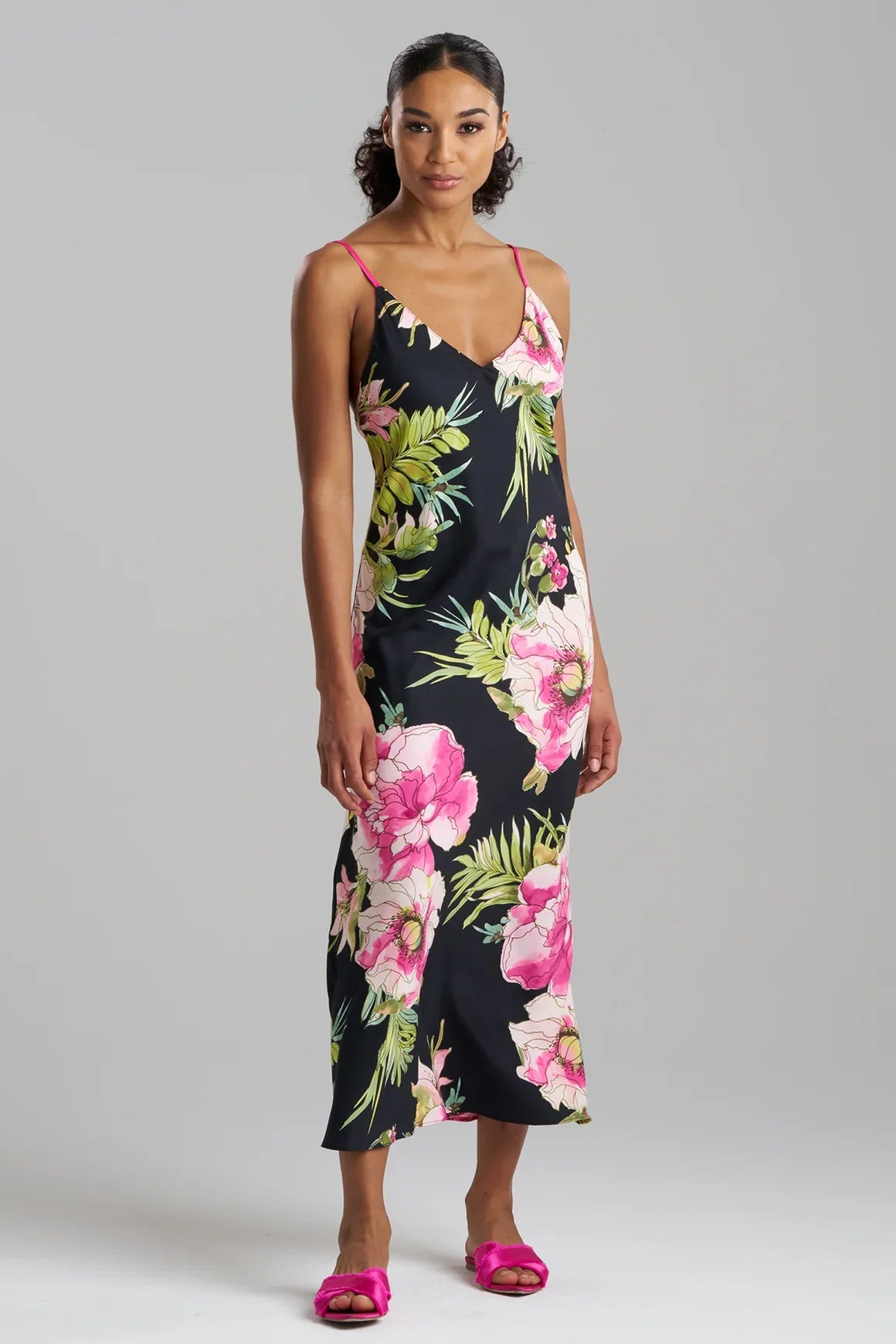 Natori Sonomi Slip Dress - Black Multi