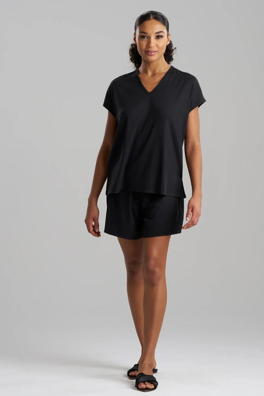 Natori Soothe Rib T-Shirt Short Set - Black