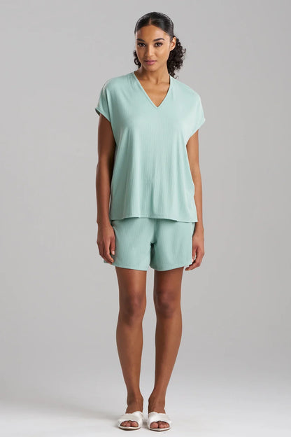 Natori Soothe Rib T-Shirt Short Set - Sage