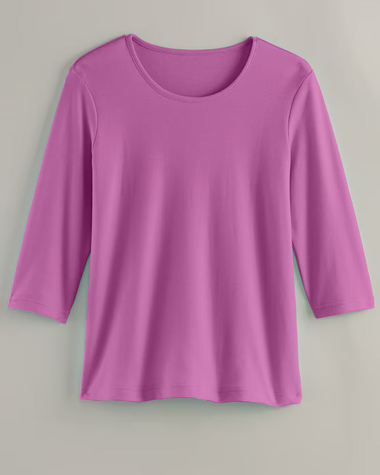 BLAIR Women's Tops Essential Knit Three-Quarter Sleeve Tee 4 (Petite) - x5