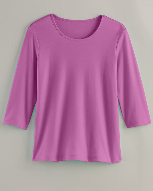 BLAIR Women's Tops Essential Knit Three-Quarter Sleeve Tee 4 (Petite) - x5