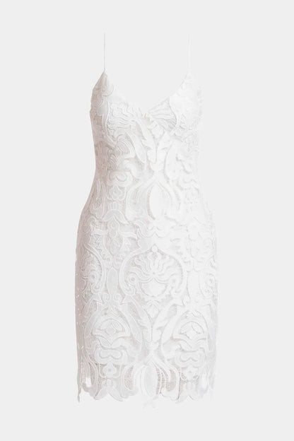 NATORI Suzani Lace Slip Dress - White