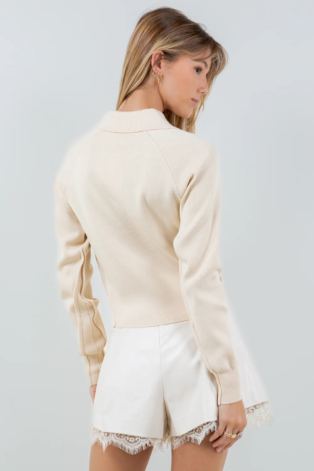 Ruby & Jenna Women's Collared Knit Sweater