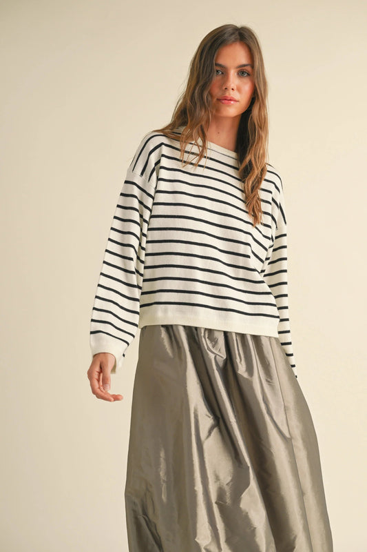 Ruby & Jenna Women's Stripe Pattern Sofe Knit Top