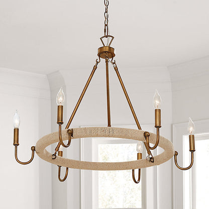 Ballard Designs Savannah 6-Light Jute Wrapped Chandelier