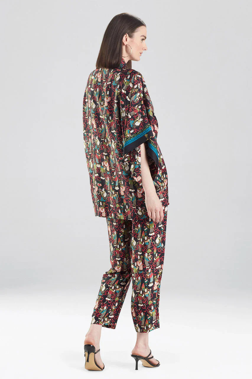 Natori Tea Garden Robe - Black Multi