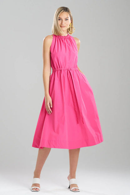 NATORI Techno Poplin Dress - Electric Pink