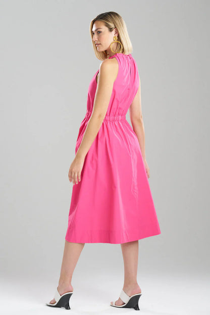 NATORI Techno Poplin Dress - Electric Pink