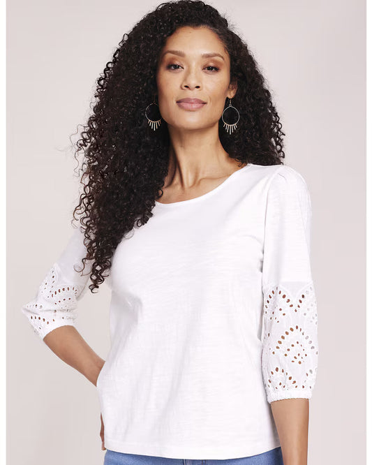 BLAIR Women's Tops Eyelet Textured Slub Knit Top (Women Plus) - x3