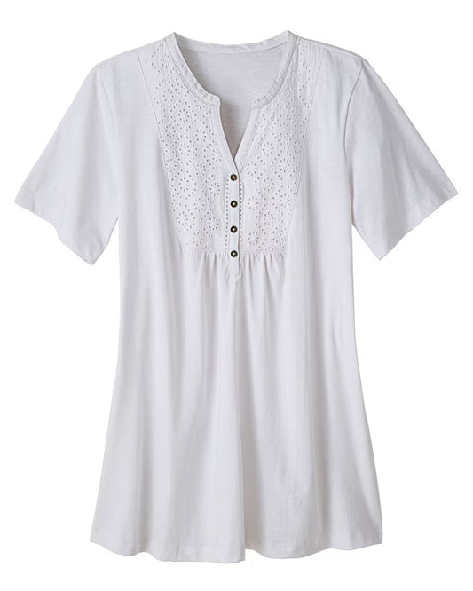 BLAIR Haband Women’s Eyelet Henley Knit Tunic 3 (Petite) - x4