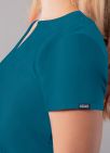 Adar Women's Notched V-neck Top - Caribbean Blue