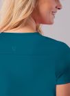 Adar Women's Notched V-neck Top - Caribbean Blue