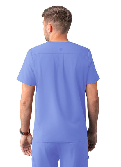 Adar Men's Classic V-Neck Top - Black - Caribbean Blue - Ceil Blue