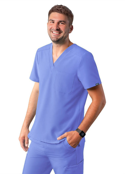 Adar Men's Classic V-Neck Top - Black - Caribbean Blue - Ceil Blue