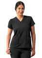 Adar Women's Modern V-Neck Top - Black - Caribbean Blue - Ceil Blue