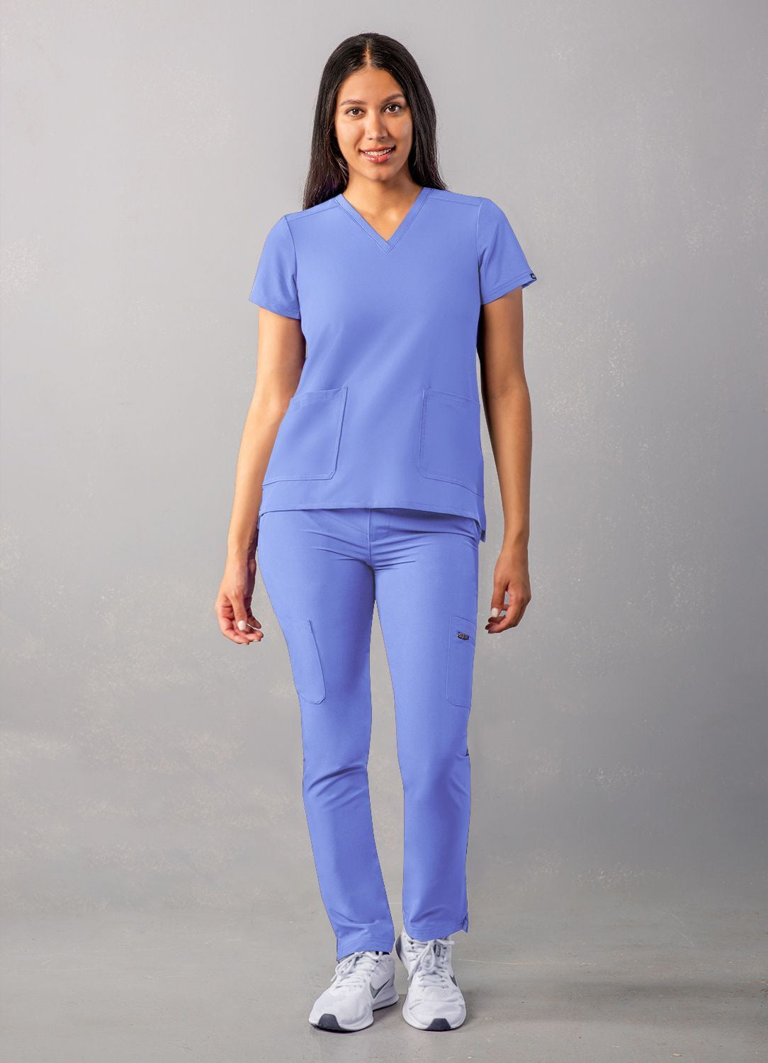 Adar Women's Modern V-Neck Top - Black - Caribbean Blue - Ceil Blue