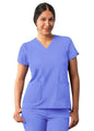 Adar Women's Modern V-Neck Top - Black - Caribbean Blue - Ceil Blue