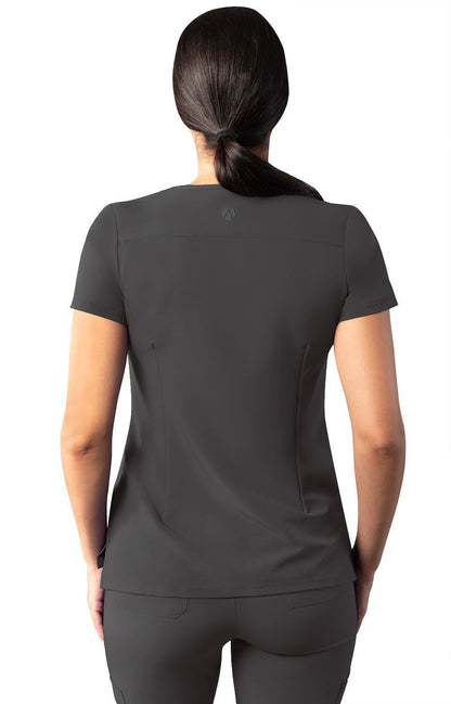 Adar Women's Modern V-Neck Top - Navy - Pewter - Royal Blue