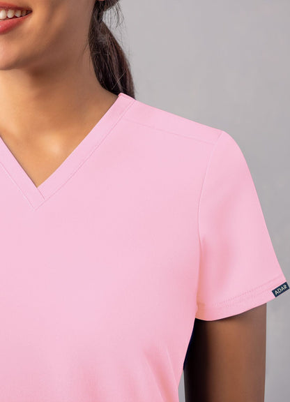 Adar Women's Modern V-Neck Top - Sky Blue - Soft Pink - Teal Blue