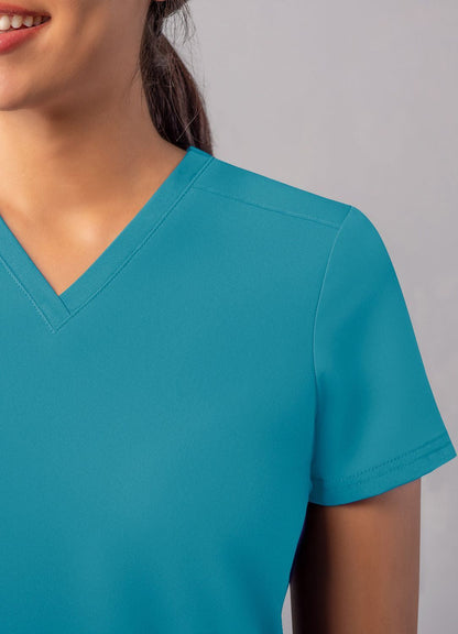 Adar Women's Modern V-Neck Top - Sky Blue - Soft Pink - Teal Blue