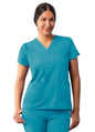 Adar Women's Modern V-Neck Top - Sky Blue - Soft Pink - Teal Blue