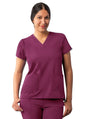 Adar Women's Modern V-Neck Top - White - Wine - Caramel