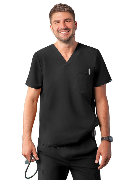 Adar Men's Modern V-Neck Top - Black - Caribbean Blue - Ceil Blue