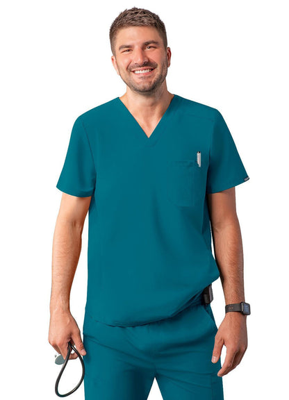 Adar Men's Modern V-Neck Top - Black - Caribbean Blue - Ceil Blue