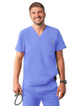 Adar Men's Modern V-Neck Top - Black - Caribbean Blue - Ceil Blue
