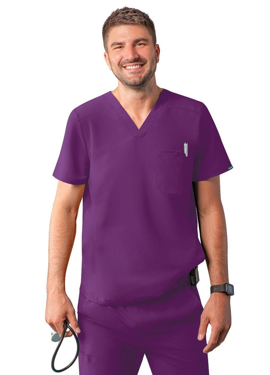 Adar Men's Modern V-Neck Top - Eggplant - Hunter Green - Navy