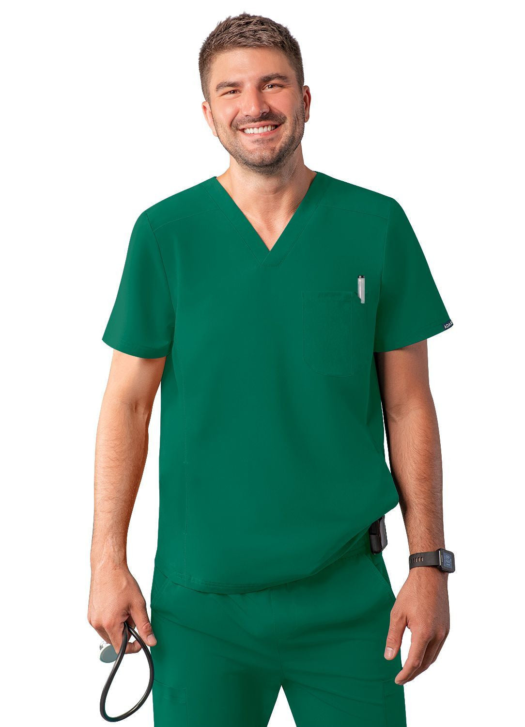 Adar Men's Modern V-Neck Top - Eggplant - Hunter Green - Navy