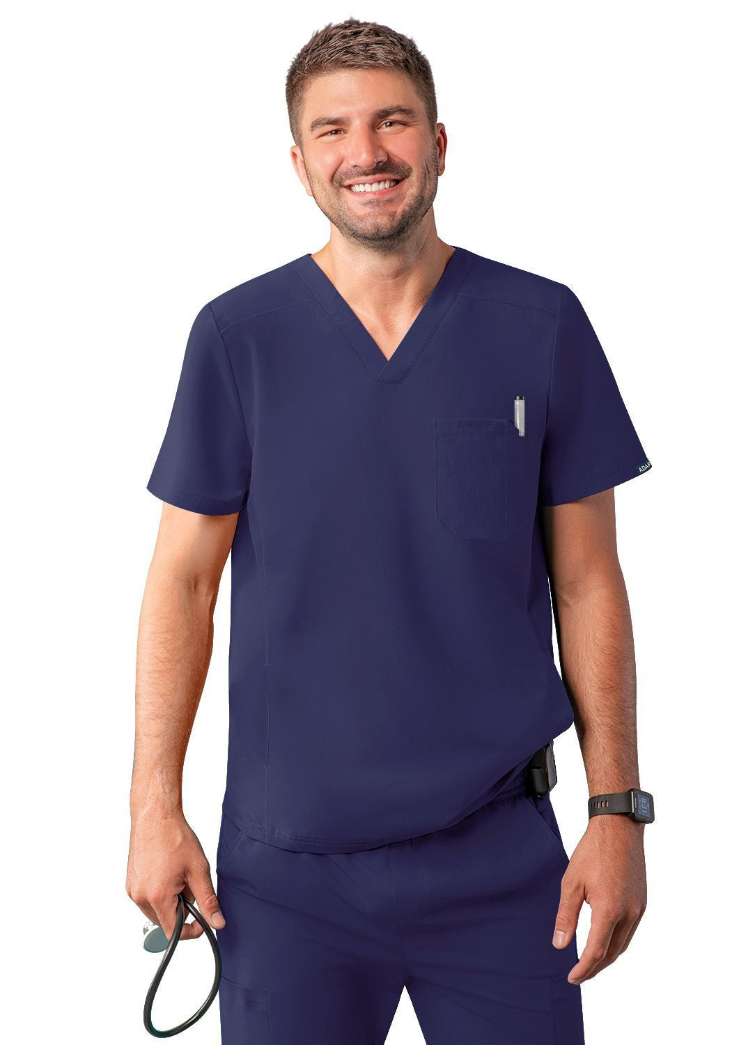Adar Men's Modern V-Neck Top - Black - Caribbean Blue - Ceil Blue
