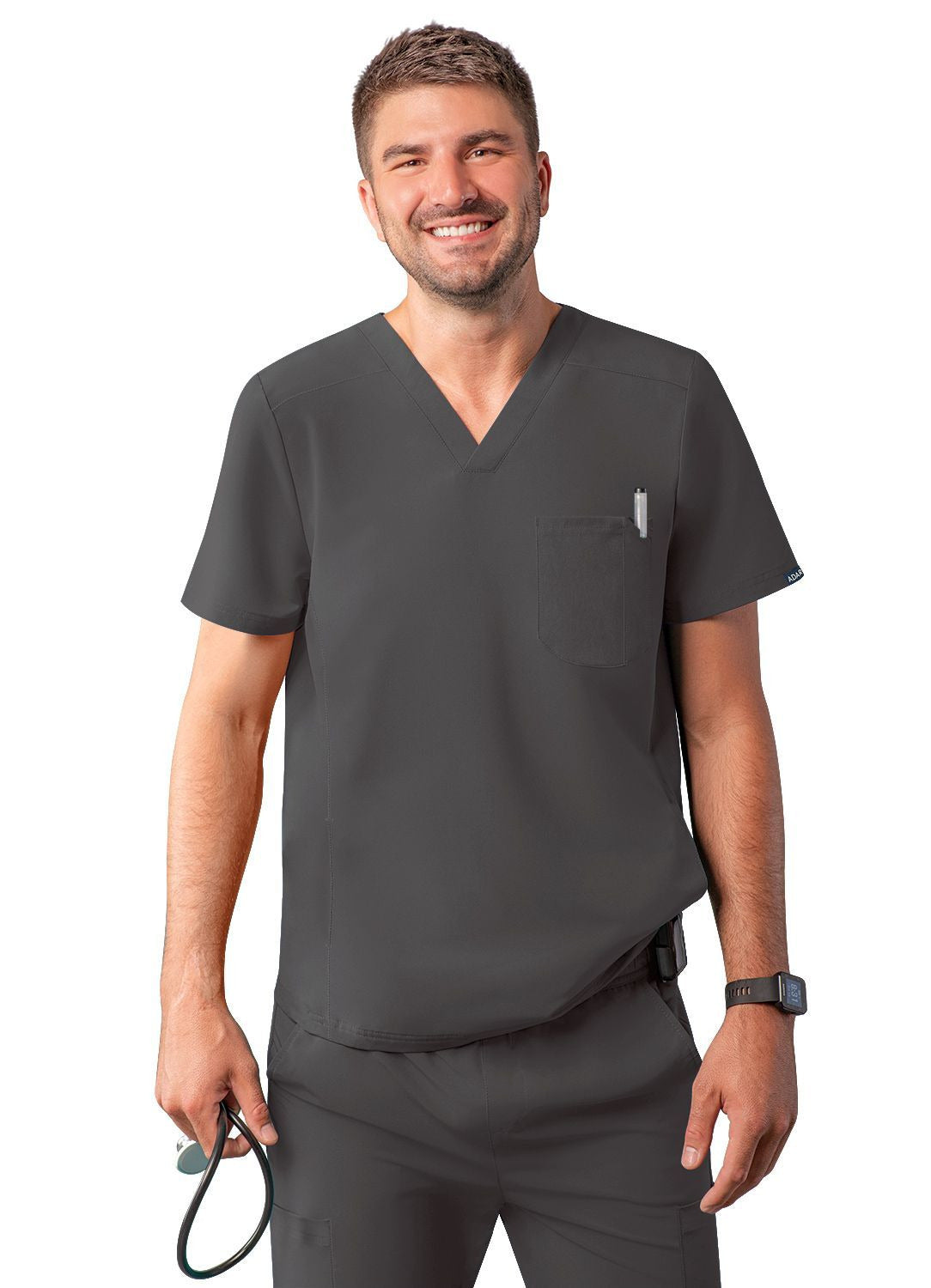 Adar Men's Modern V-Neck Top - Royal Blue - Pewter - Sky Blue