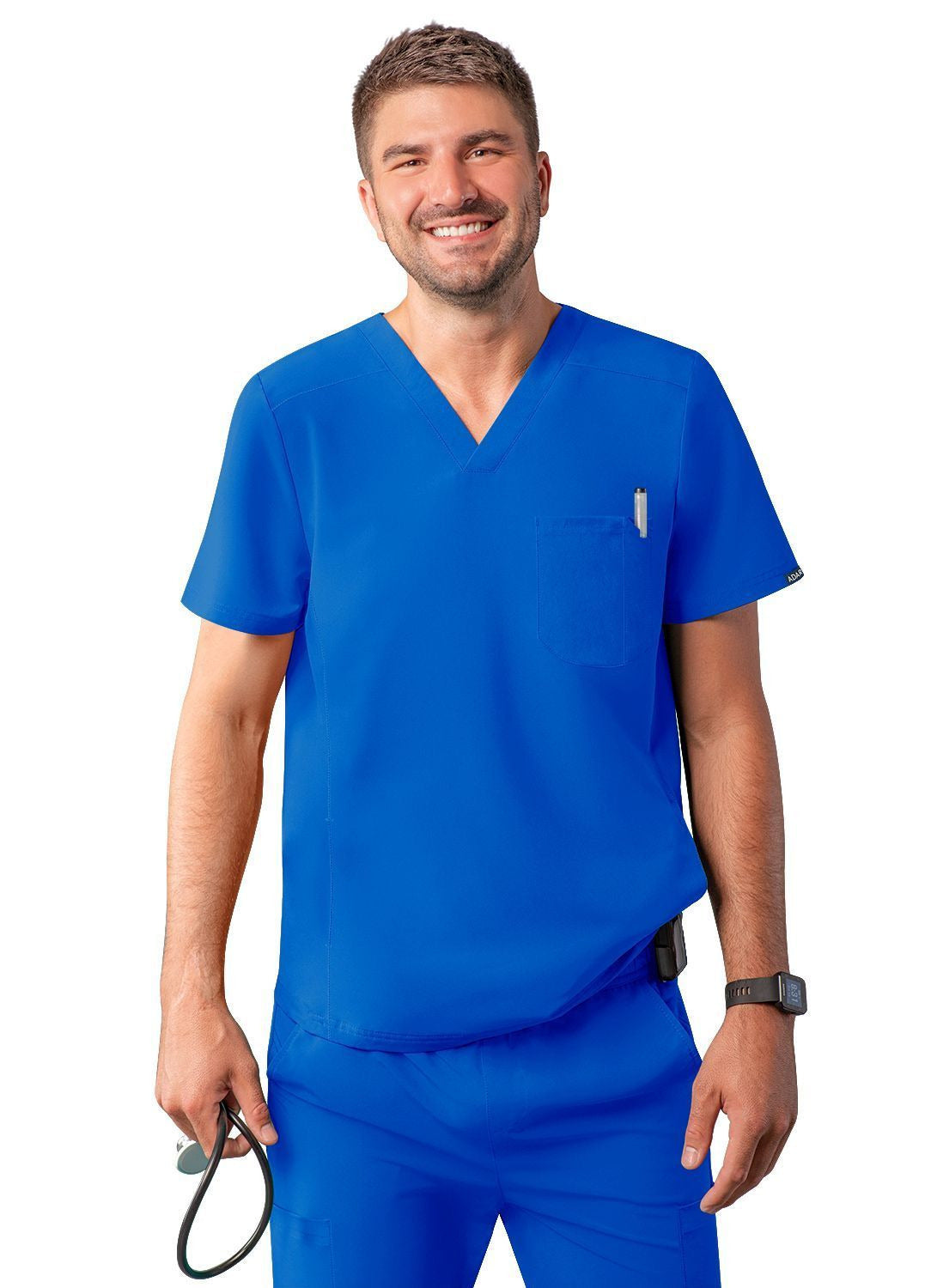 Adar Men's Modern V-Neck Top - Black - Caribbean Blue - Ceil Blue