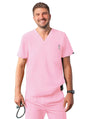 Adar Men's Modern V-Neck Top - Teal Blue - Soft Pink - White