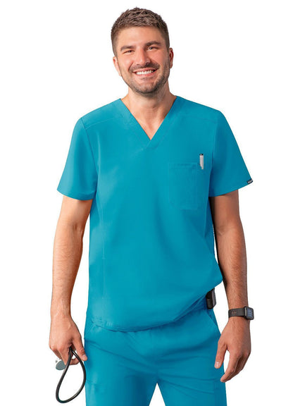 Adar Men's Modern V-Neck Top - Black - Caribbean Blue - Ceil Blue