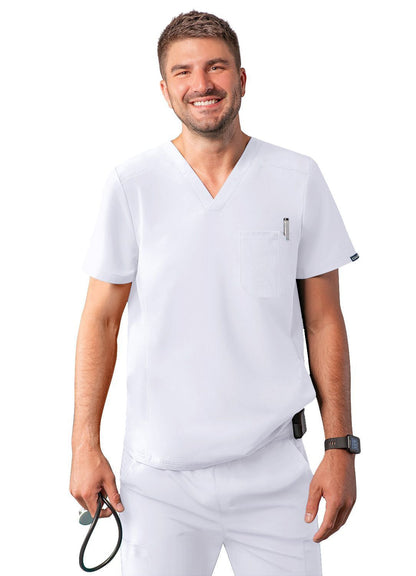 Adar Men's Modern V-Neck Top - Teal Blue - Soft Pink - White